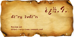 Őry Iván névjegykártya